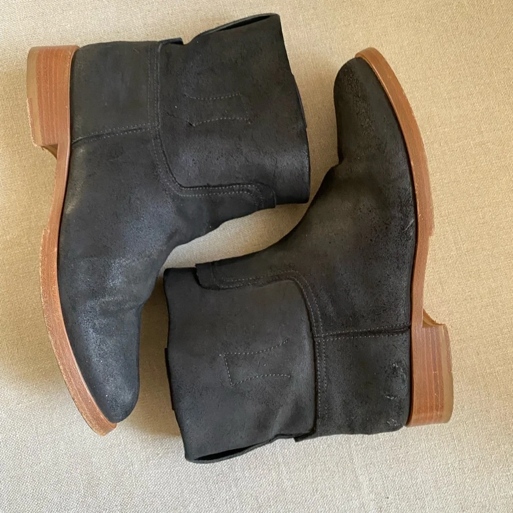 Rag & Bone Italian   black oiled Leather boots  boho chic ,Sole in Tan size 36.5